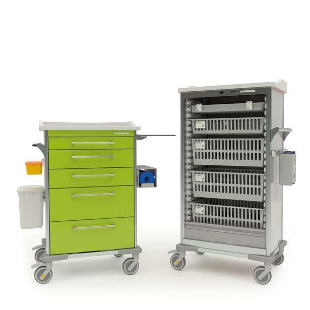 General Cart FLEXIBLE AND EASY TO MANOEUVRE BRINGING WORKSPACE AND STORAGE TO ANY AREA In any hospital, there are a number of items that need to be kept together for ease of access, or to support