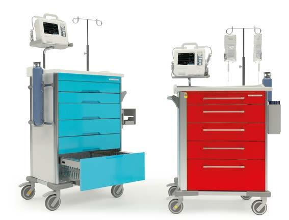 Medstor s mobile Resus Cart provides a platform for the equipment and consumables needed during in-hospital resuscitation, custom designed to support outstanding patient care when space is limited,