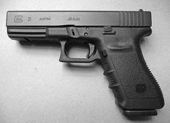 Small Arms for Urban Combat The plastic framed pistol that changed the handgun industry, the Glock. This is the larger model 21.45 ACP variation.