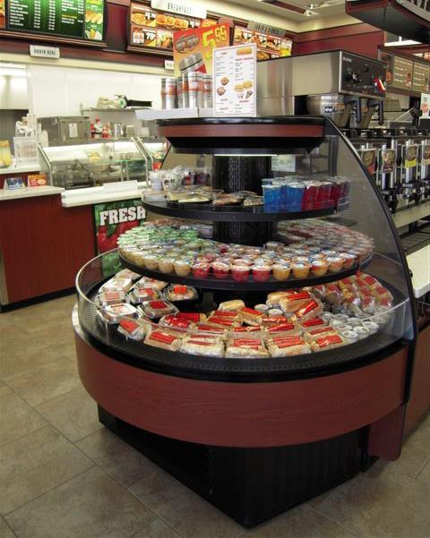Refrigerated end caps display impulse grab & go items sure to get noticed End Caps Oasis FSE45R