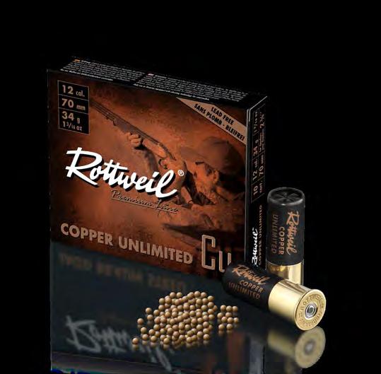 80 AMMUNITION ROTTWEIL 81 COPPER UNLIMITED Due to its lighter weight, ordinary steel shot always forces compromises in regard to its effective range, its impact energy and where it may be used.