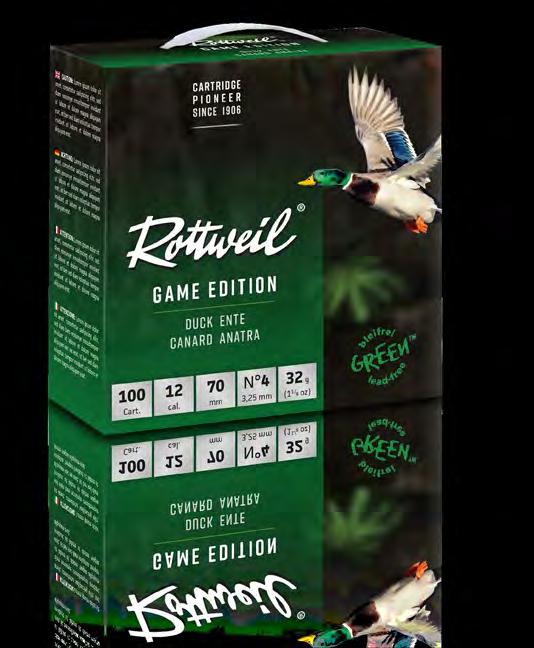 86 AMMUNITION ROTTWEIL 87 ROTTWEIL GAME EDITION Rottweil GAME EDITION shotshells have power levels and energy distributions that have been optimised for hunting particular species of small game.