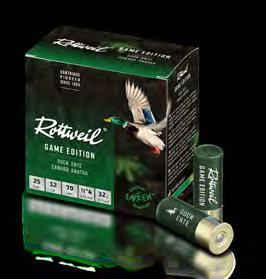 88 AMMUNITION ROTTWEIL 89 ENERGY RESERVES WHEN HUNTING SMALL GAME WITH GAME EDITION CARTRIDGES SHOT PATTERNS 100-Field target (75 cm diameter) GAME EDITION DUCK dark green plastic case 16 mm high