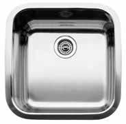 Rear-positioned drain hole(s) for maximum usable bowl and cabinet storage space 3½"
