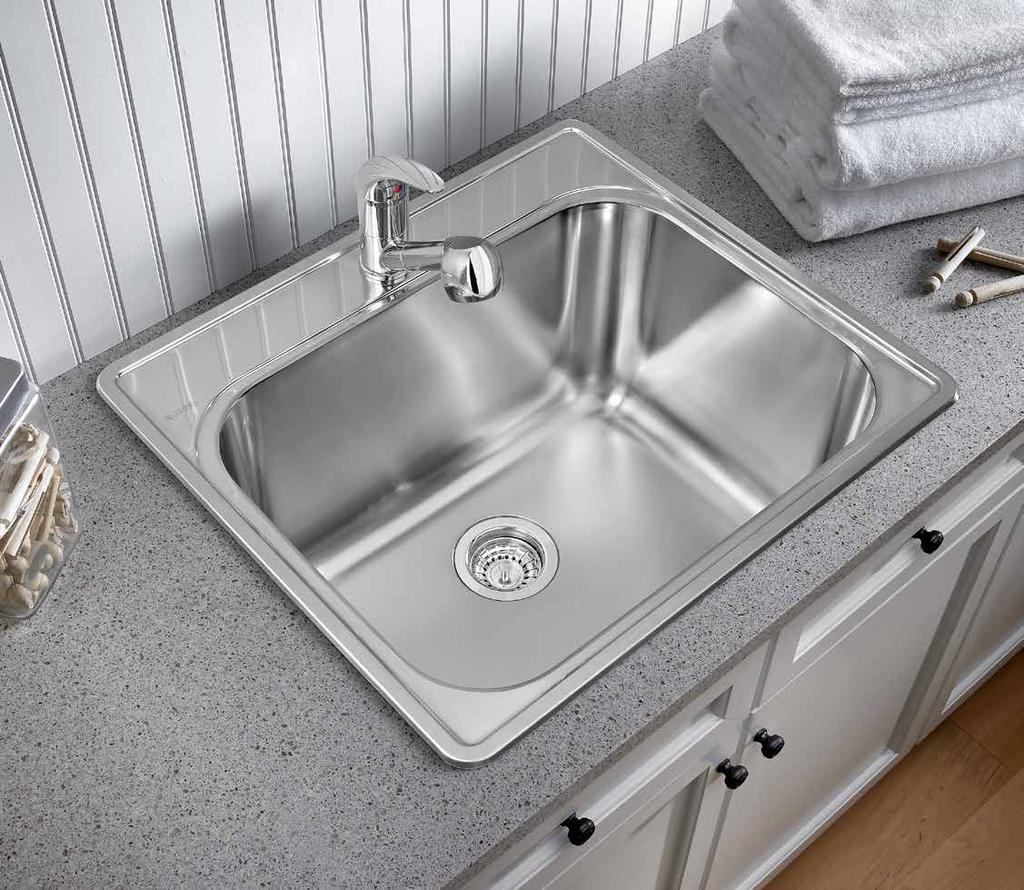 BLANCO Utility : BLANCO ESSENTIAL Utility, Stainless Steel Features German designed and engineered Rear-positioned drain hole(s) for maximum usable bowl and cabinet storage space Integrated washboard
