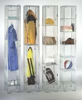 MESH LOCKERS Wire Mesh lockers are ideal for most applications and offer excellent ventilation and high visual security. Manufactured from 25mm x 25mm x 2.5mm weld mesh on an 8mm rod frame.