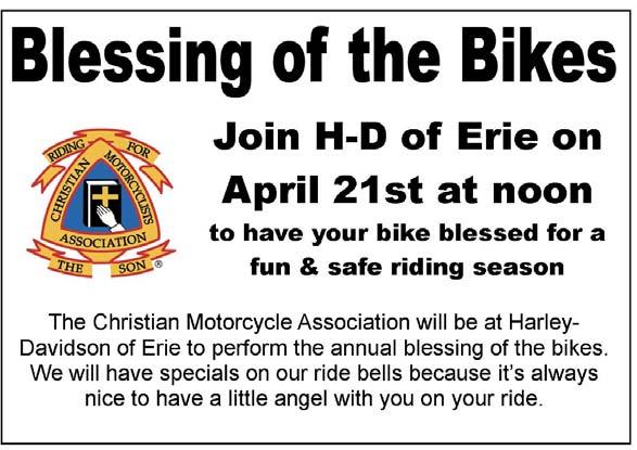 Spring Fling Open House & Fashion Show on April 28 th Oh yeah, it s spring and that means that it is time for Harley-Davidson of Erie s Spring Fling Open House & Fashion Show!