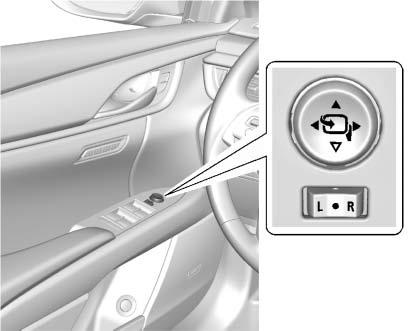 KEYS, DOORS, AND WINDOWS 45 Power Mirrors 1. Move the selector switch to L (Left) or R (Right) to choose the driver or passenger mirror. 2. Press one of the four arrows to move the mirror. 3.