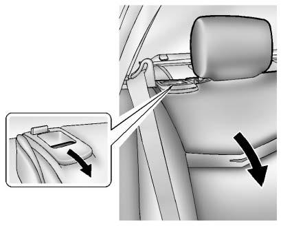 To fold the seatback: Raising the Seatback { Warning If either seatback is not locked, it could move forward in a sudden stop or crash. That could cause injury to the person sitting there.