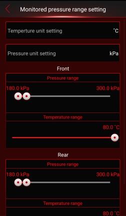 9.2 Monitored Pressure Range Settings ios version Android version Monitored Pressure Range Setting: Select Monitored Pressure Range Settings (Pic 23a/b),