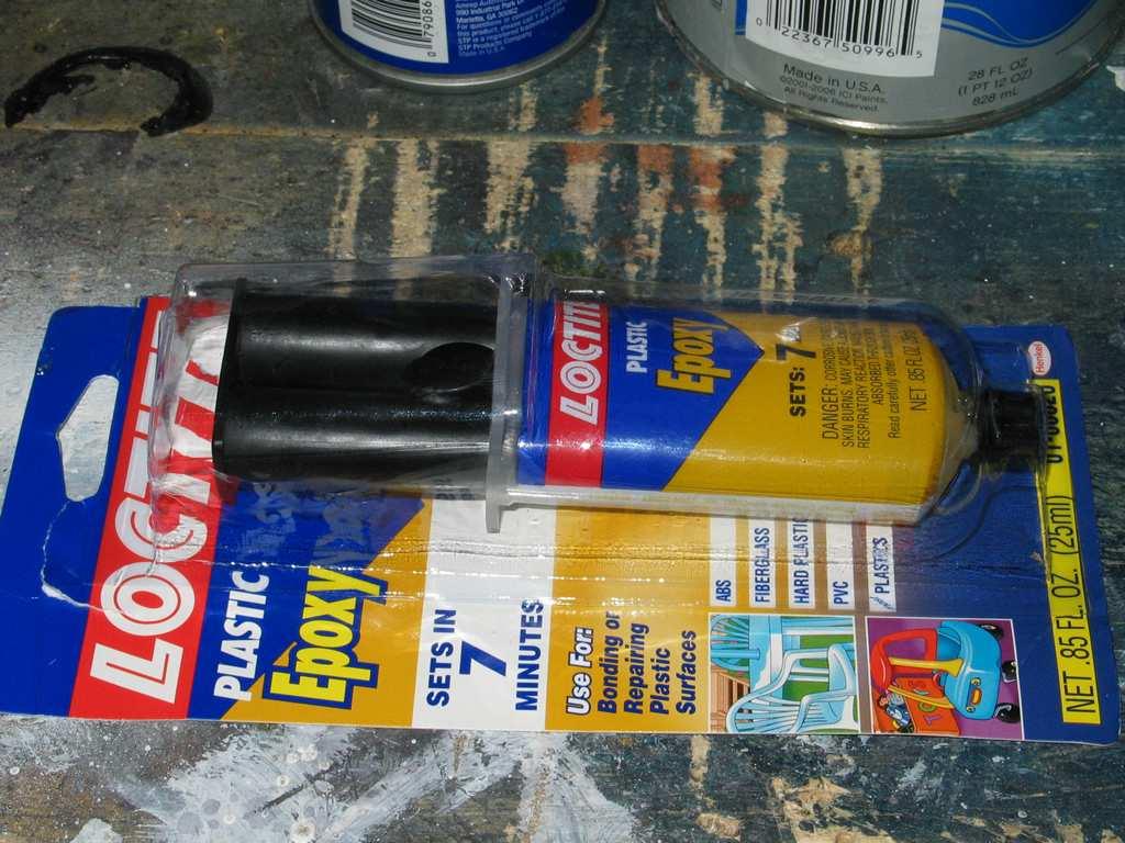 Materials: (1) Plastic Epoxy (fast setting type) I used Loctite Plastic Epoxy (sets in 7 minutes) (2) 1 foot of ¾ inch (ID) radiator/heater hose.