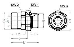 Plug connectors with full through flow Screw joints with high requirements regarding the retention form 35 Screw-in connector - Whitworth pipe thread DIN ISO 228 - Chambered O-ring - Working pressure