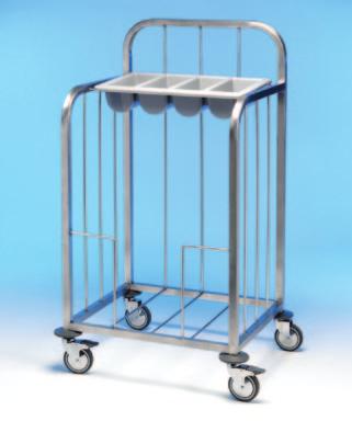 s PREMIER CLEARING AND DISPENSING TROLLEYS Stainless Steel Premier Tray Clearing Profile 375mm grade 304 throughout g One piece formed sides and centre frames 25x25mm tubular section 8mm wire