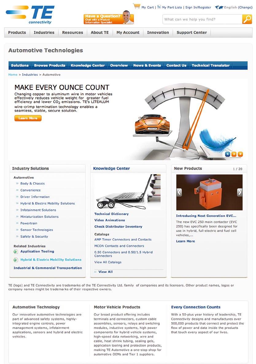 TE UTOMOTIVE ONLINE The TE Transportation Solutions website is an innovative and interactive source for application information, product updates and technical solutions. Please contact us at: www.te.com/automotive STY ONNETED TE UTOMOTIVE OFFERS VRIETY OF PRODUT SPEIFI TLOGS, ROHURES ND HIGH IMPT FLYERS TO HELP ETTER SERVE YOU!