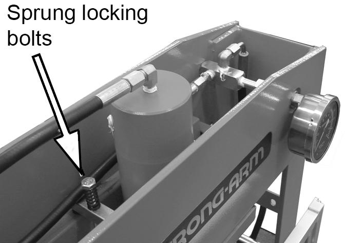 Lock it in position with the four sprung locking bolts. Always position the ram directly above the workpiece.
