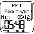 Speed/pace* Maksimalna hitrost/tempo Povprečna hitrost/tempo *Potreben je s3 senzor hitrosti za tek, G3 GPS senzor ali senzor za kadenco W.I.N.D.