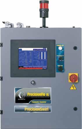 XL PrecisionFlo XL with integrated PrecisionSwirl Complete dispensing solution in one package Simplifies use and application commissioning No separate electrical backup required