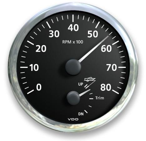 Multifunction gauges 2 in 1 Tachometer - Trim Ø 0 mm Measuring range [ V ] A2C59514259 * A2C59514260 * 0 6000 rpm up - down round A2C59514261 * A2C59514262 * 0 7000 rpm up - down round * Speed &