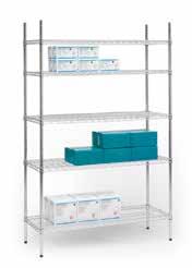 PRECONFIGURED: Wire Shelving Units PRECONFIGURED: Wire Shelving Units Stationary 4-Shelf Stationary Includes 4 chrome posts and 4 chrome wire shelves.