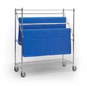 PRECONFIGURED: Specialty Carts PRECONFIGURED: Utility Carts Linen Carts with Cover Includes 4 chrome posts, 4 chrome shelves, 1 clear shelf mat, cart cover with Velcro closure, and 5" swivel casters