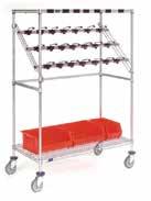 QWUTL1836G 18" D x 36" W x 39" H Chrome Wire Utility Cart, 2 Shelves Includes 2 utility handles, 2 chrome shelves, and 5" poly casters.