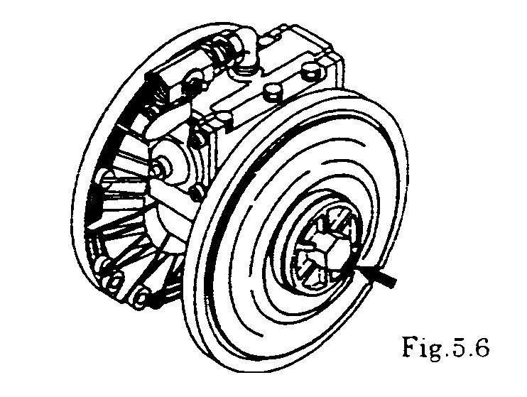 Remove the centre disk from one side using the PP wrench (special tool: Part No. 771868). [Fig. 5.