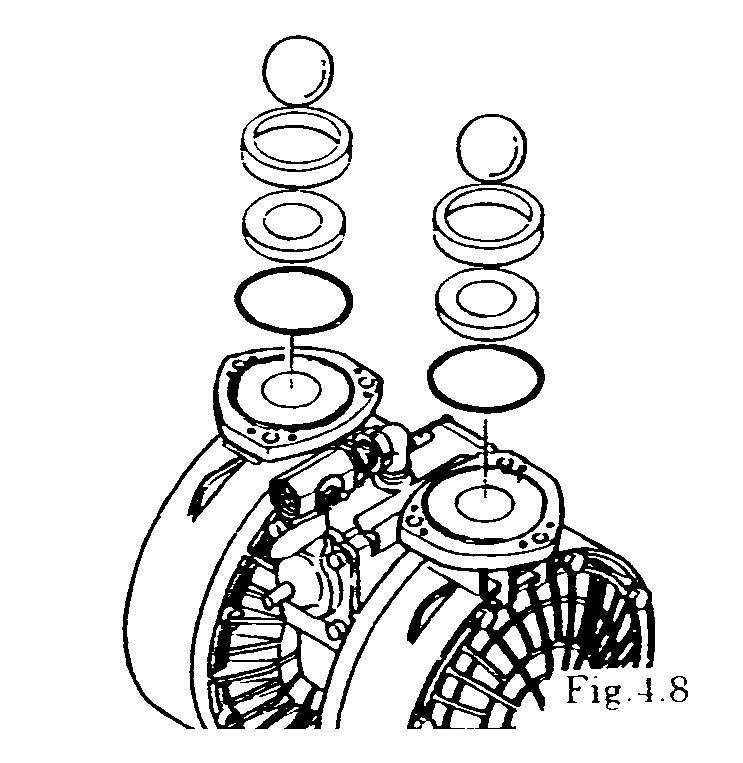 7] Remove the ball, valve guide (only NDP-80), valve seat and O-ring. [Fig. 4.