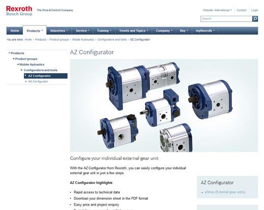 32 AZPJ External gear pump AZ configurator AZ configurator With our practical product selector, it will take you next to no time to find the right solution for your applications, no matter whether it