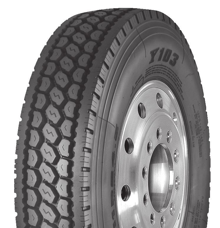 TRAILER Y203 ALL-POSITION 5-rib design provides excellent traction Special tread compounds promote long life in trailer and all-position applications Solid shoulder resists irregular wear and curb