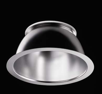 The hyperbolic shape provides over 20% more lumens by directing all light at the target work plane.