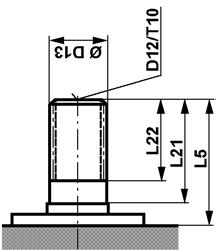Shaft end dimensions Hydraulic Motors Variable Type MR MRE Radial Piston Code N 1 (Standard) Code B 1 - BS 3550-1 ) Code D 1 - DIN 5480 1 ) on enquiry Version N1 B1 D1 TYPE L5 L21 L22 D12 T10 ØD13 L5