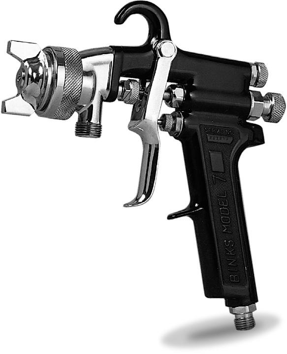 Model 7 Spray Gun Model 7 The Model 7 spray gun is used for all production spraying, but is recommended primarily for siphon use with the Binks 81-810 1 quart Drip-Proof cup.