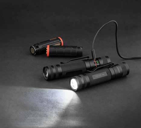 RECHARGEABLE HANDHELD LIGHTS 31 TX1R 460 Lumens 508 ft Beam IPX4 Lithium Ion or 3 AAA High Strobe Low Twist Focus PURE BEAM FOCUS FLOOD & SPOT 5.0" 12.7 cm 5.1 oz.