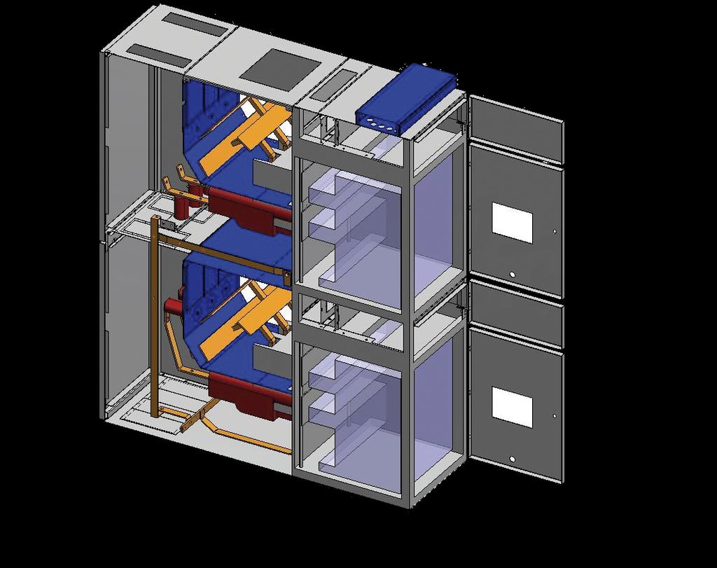 DOUBLE LEVEL APPLICATION It is possible to couple standard units with double level units, maintaining the extensibility of the switchboard in both directions.