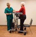 The patient follows a natural pattern of movement with the aid of the harness and the vertical lift action.
