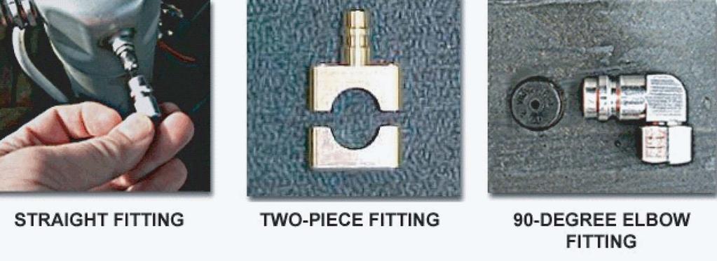 Install the selected fittings on the low side and the high side service ports.