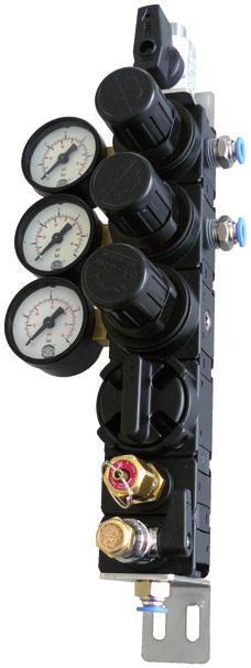 3 bar ➌ Solenoid valve, 3-port, 2-position, ➍ Compressed air manifold with pressure gauges and safety valve