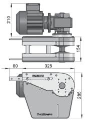 torque limiter. Standard attached gear motors are with SEW motor size 0.25kW, 0.37kW & 0.55kW.