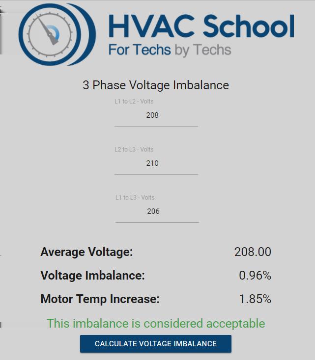 also cause voltage imbalance which is a real cause for concern for an HVAC technician. 3 Phase Voltage Imbalance Voltage imbalance is a motor killer.
