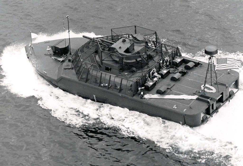 Navy with the following specifications: -3 Canadian Pratt & Whitney ST-6 turbine engines -3 water jet pump propulsion systems -Speeds up to 50 miles per hour -Bar grill armor mounted 3 to 4 feet away