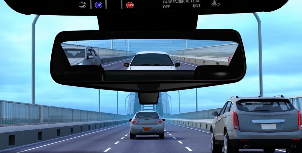 REAR CAMERA MIRROR WHAT IS IT? This available innovative rearview mirror technology projects a wide-angle view of the area behind the vehicle in the inside rearview mirror.