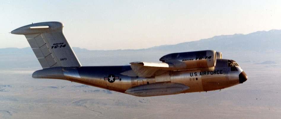 C-14 Boeing 953 span: 129', 39.32 m length: 131'8", 40.13 m engines: 2 General Electric F103-GEmax. speed: 500 mph, 805 km/h (Source: USAF, via 10af.