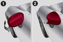KNOWING YOUR CAR Manual mirror folding If necessary, fold the mirrors, moving them from position 1 to position 2 fig. 13. IMPORTANT When driving, the mirrors should always be in position 1.