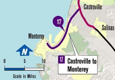 CORRIDOR 17 CASTROVILLE TO MONTEREY Length: 13 miles Ownership: TAMC No current service TAMC is undergoing an alternatives study to determine the best type of fixed guideway transit service for the