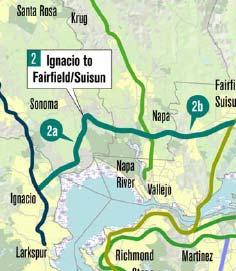 CORRIDOR 2 IGNACIO TO FAIRFIELD/SUISUN 2a) Ignacio to Napa River (23 miles) Ownership: SMART None currently running or contemplated Projections of 3 round trips per week beginning Fall 2009 and 12