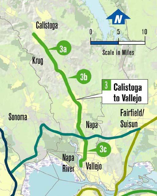 CORRIDOR 3 CALISTOGA TO VALLEJO 3a) Calistoga to Krug (7 miles) This segment is abandoned and not included in this study.