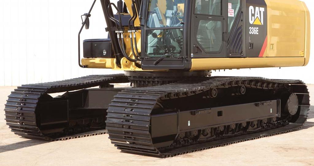 Structures and Undercarriage Built to work in rugged environments Robust Frames The upper frame includes reinforced mountings to support a Roll-Over Protective Structure (ROPS) cab; the lower frame