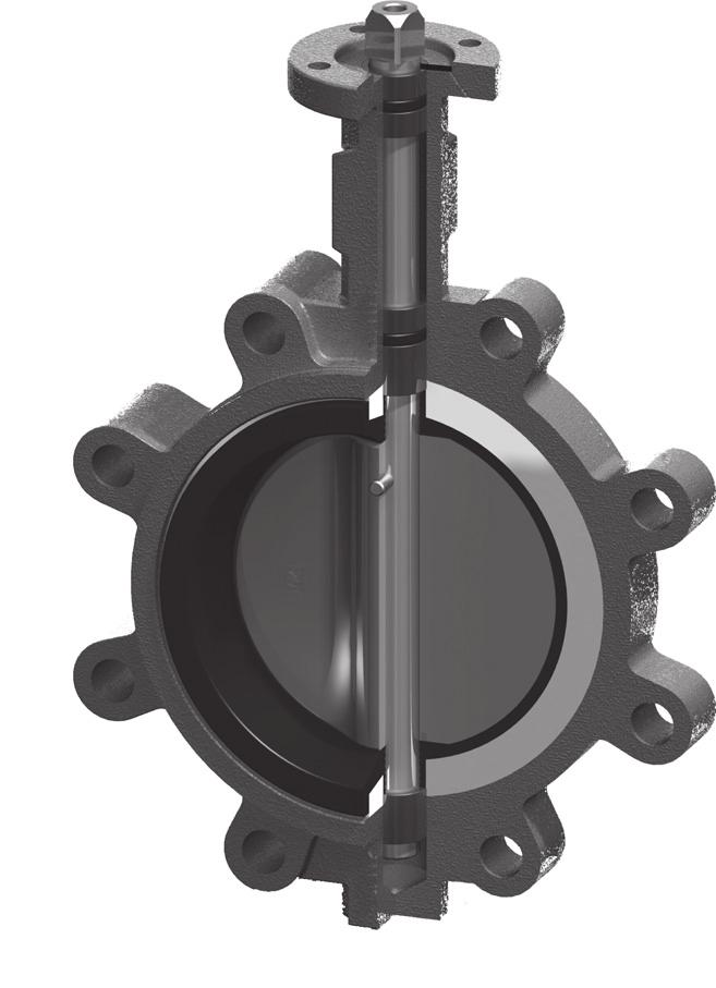 Lug type (with threads) Flange in accordance with ISO 5 Stainless stem, controlled in RPTFE bush bearing Spheroidal cast iron housing (GGG 40) 4 EPD seat with injected O-ring, seals against the