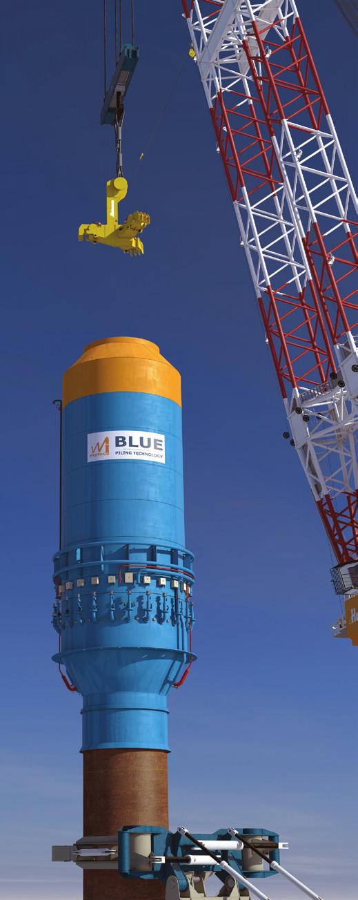 Whereas conventional hydraulic hammers use a steel ram to hammer a pile, BLUE Piling Technology uses the combustion of a gas mixture under a water column to create a pressure increase.