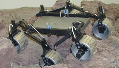 A general view of the ExoMaDeR model, which is a 1:2 scale model of the corresponding ExoMars chassis design, is shown in Fig.7.
